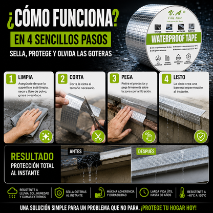 ForteGrip™ – Sella goteras al instante, resistente a lluvia, sol y humedad